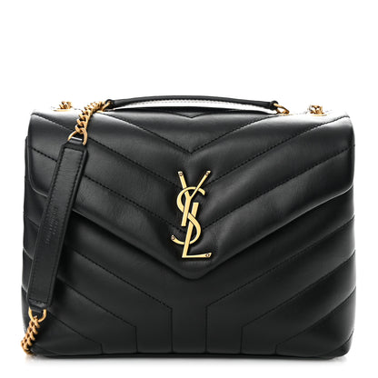 Saint Laurent Calfskin Y Quilted Monogram Small Loulou Chain Satchel Black 1 of 13