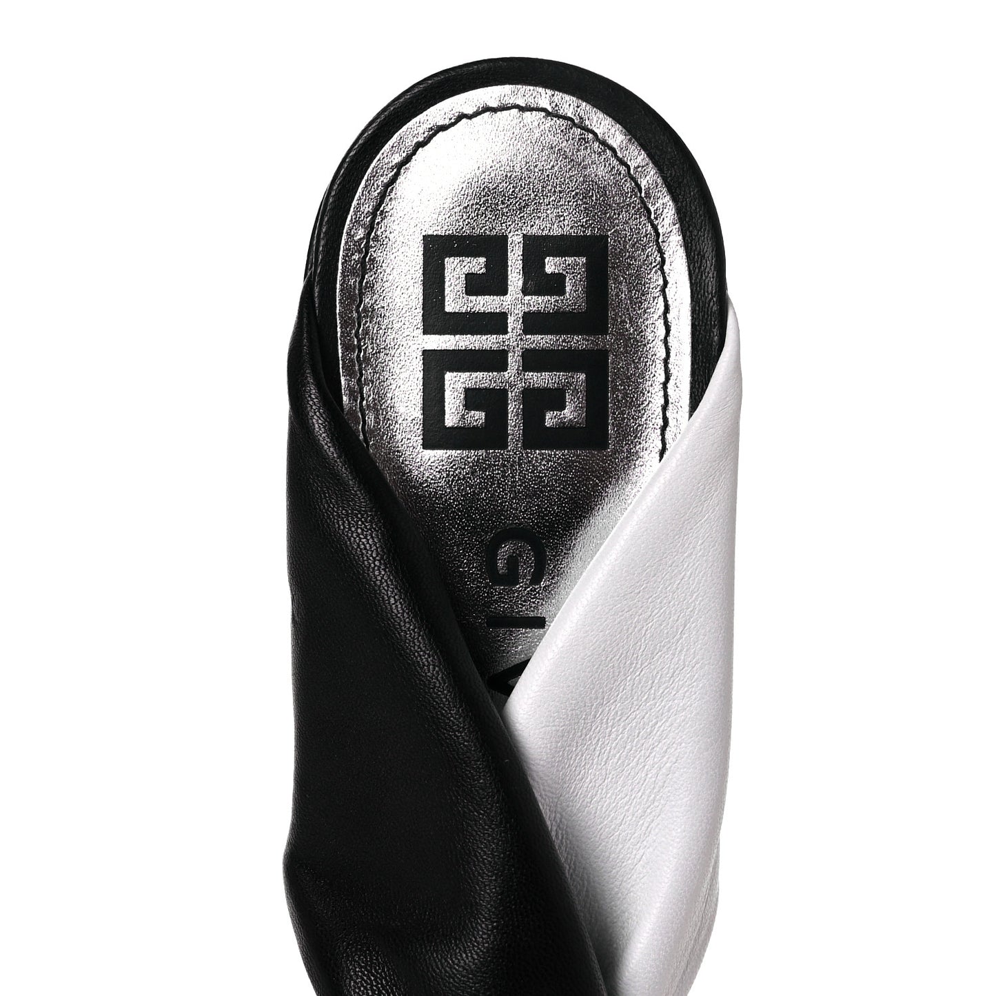 Nappa Mule Tie Sandals 40 Black White