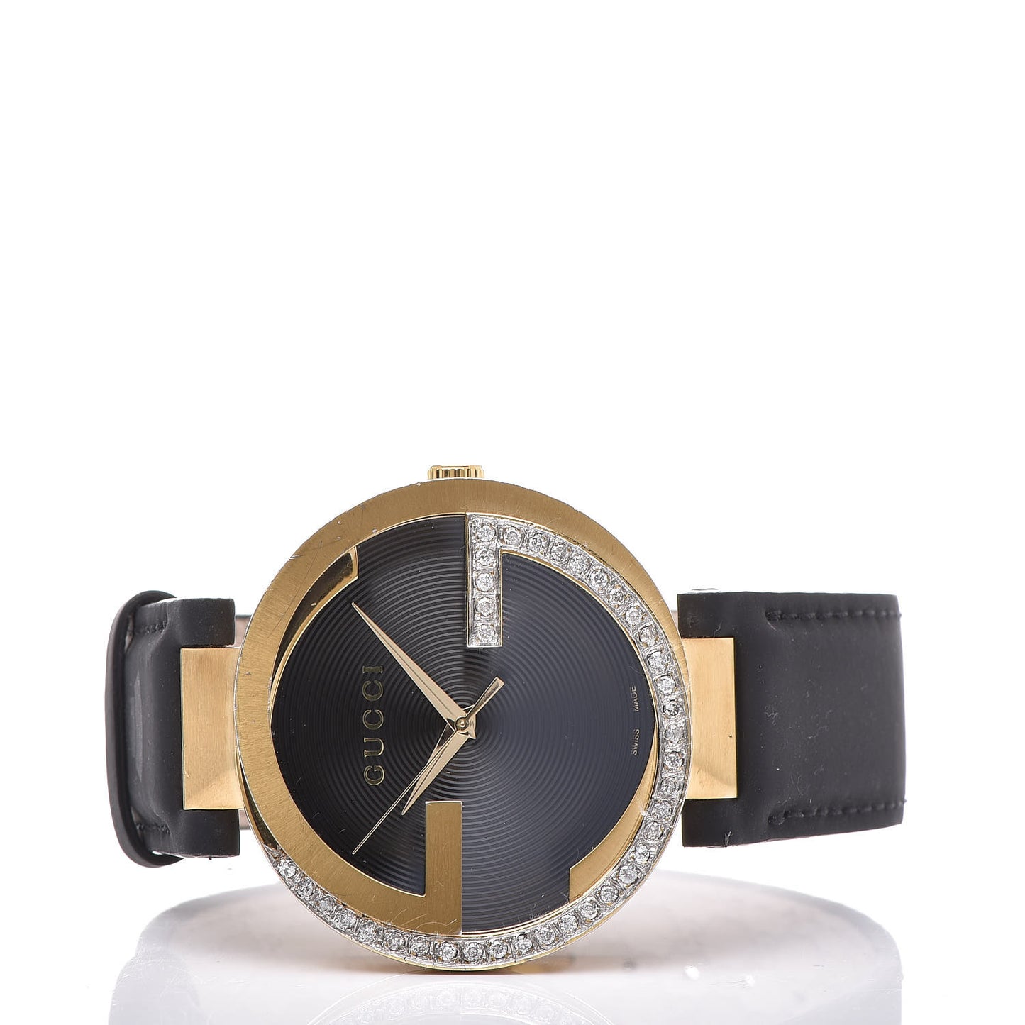 Stainless Steel Calfskin Diamond 42mm Interlocking G Latin Grammy Quartz Watch