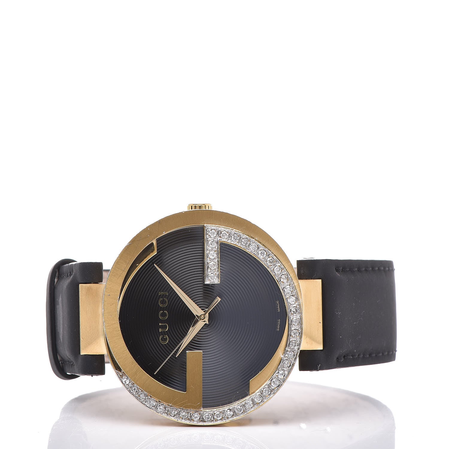 Gucci Stainless Steel Calfskin Diamond 42mm Interlocking G Latin Grammy Quartz Watch 3 of 9