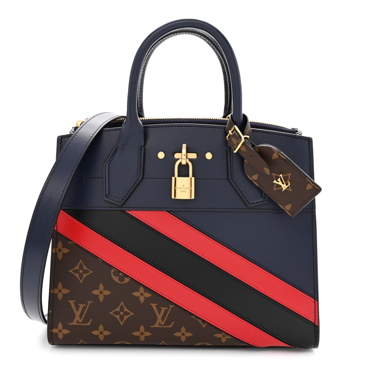 Louis Vuitton Calfskin Monogram Striped City Steamer PM Blue 1 of 9