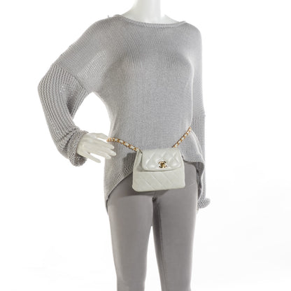 Chanel Lambskin Flap Waist Belt Bag White 2 of 9