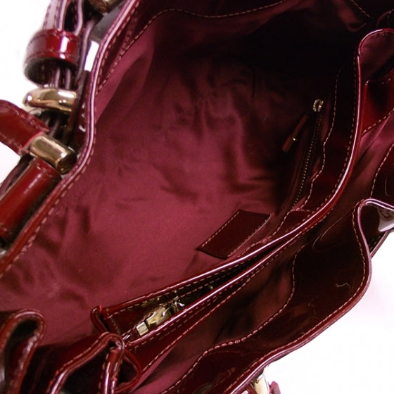 Patent Quilted Belt Bag Burgundy