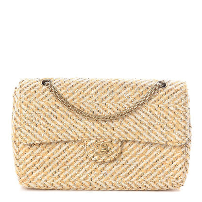 Chanel Fabric Medium Single Flap Beige Gold 1 of 10
