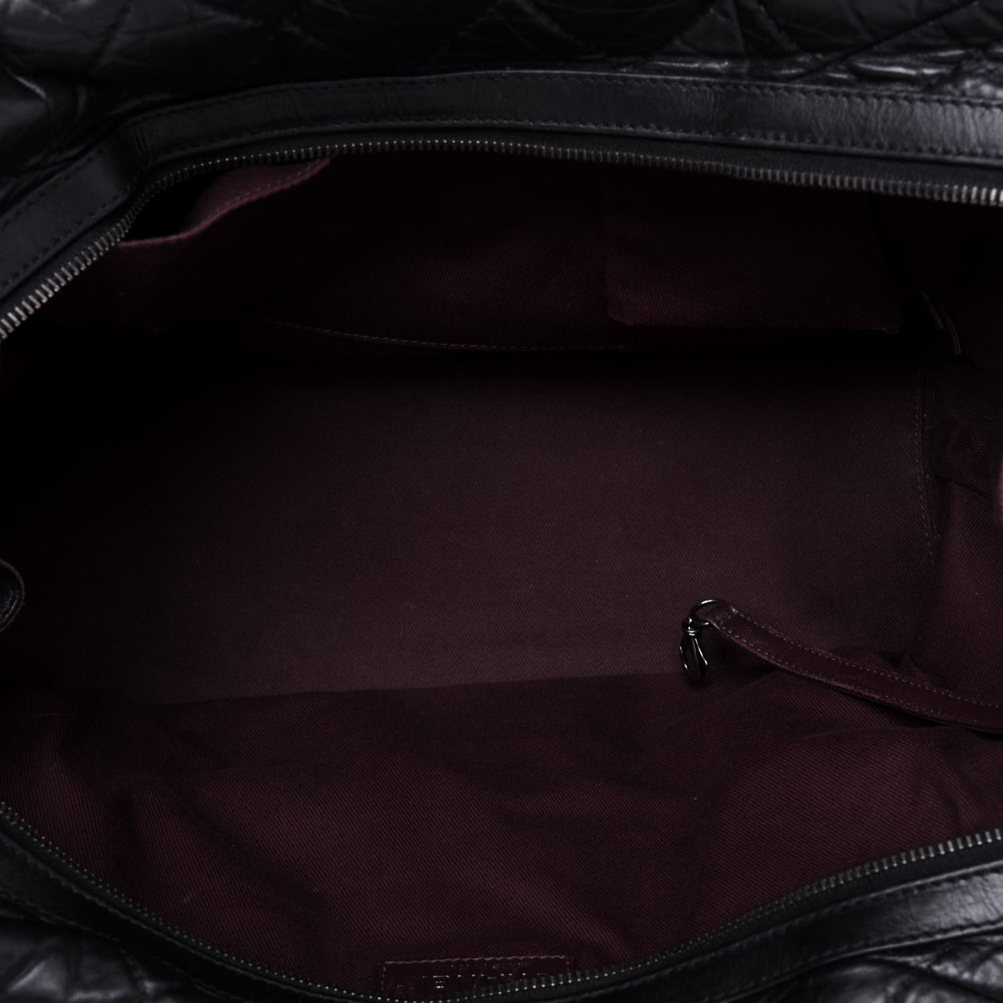 Aged Calfskin Quilted Large Secret Tag Bowling Bag Black