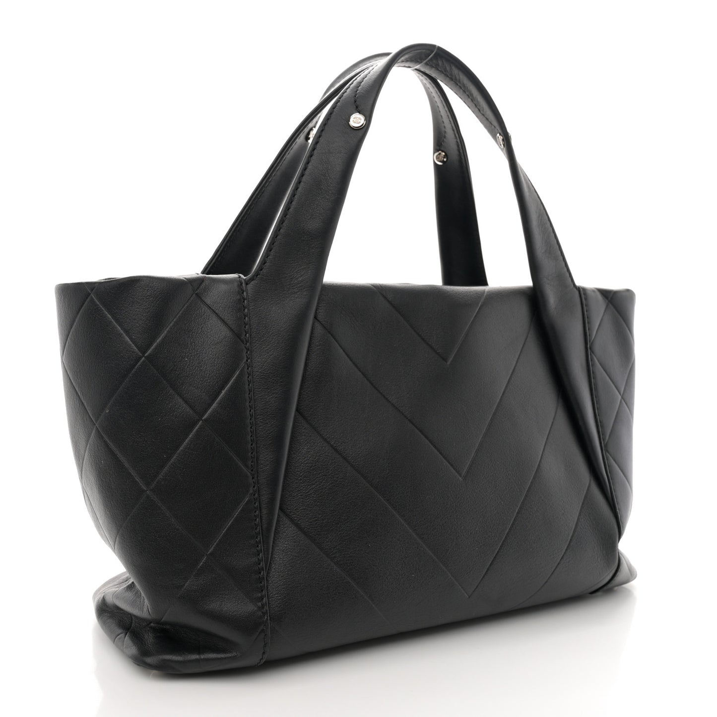 Calfskin Chevron CC All Day Tote Black