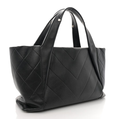 Chanel Calfskin Chevron CC All Day Tote Black 3 of 11