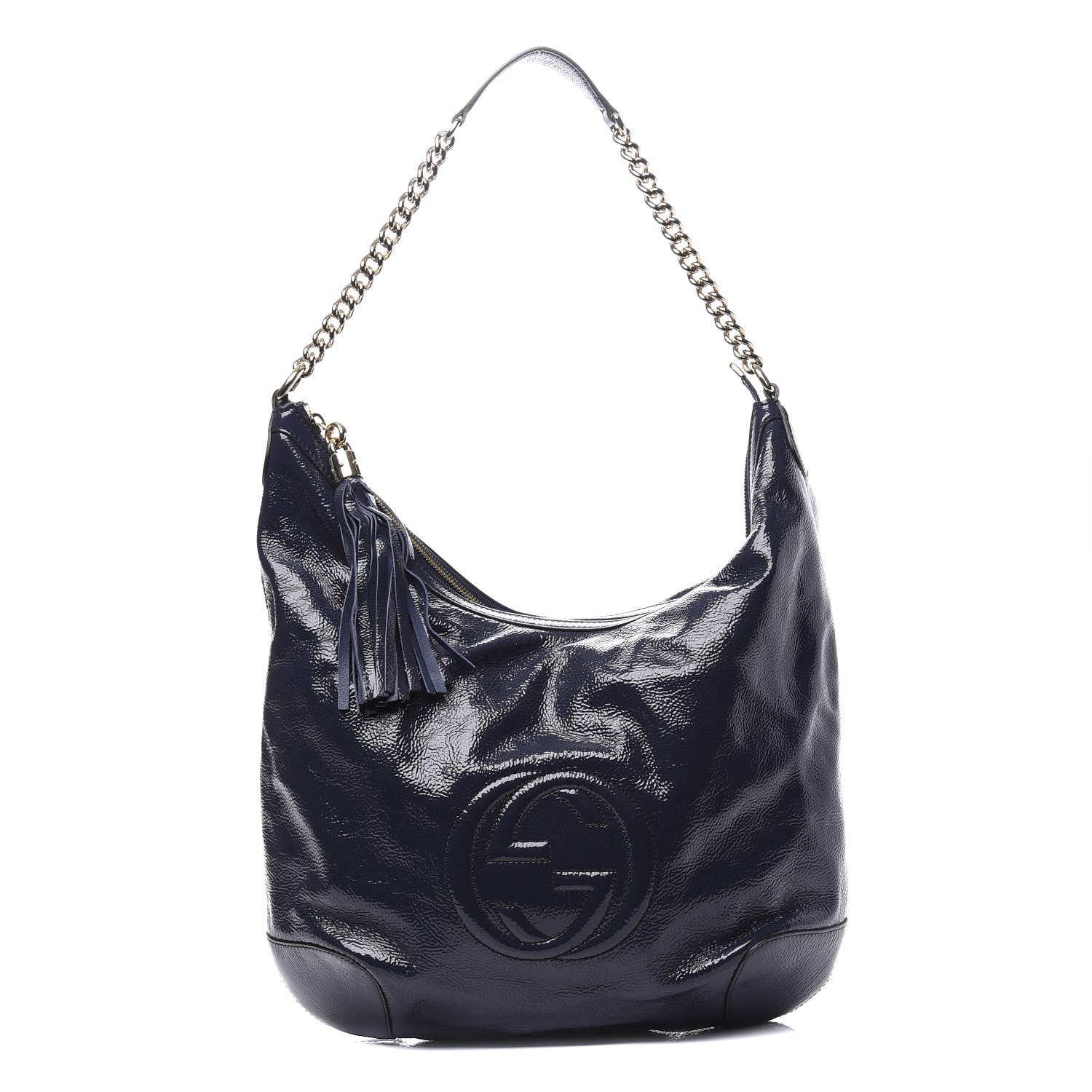 Gucci Patent Medium Soho Chain Hobo Uniform Blue 1 of 11