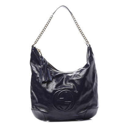 Gucci Patent Medium Soho Chain Hobo Uniform Blue 1 of 11