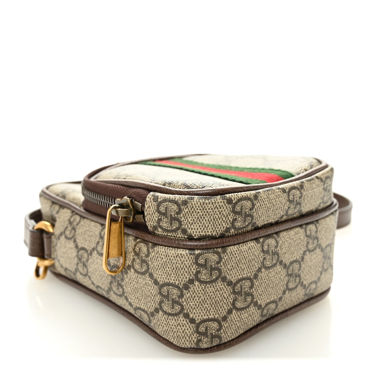 GG Supreme Monogram Web Mini Ophidia Double Zip Messenger Bag Beige New Acero