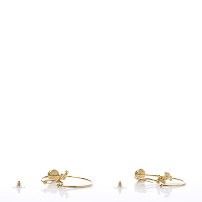 Chanel Pearl CC Tags Hoop Earrings Gold 5 of 6