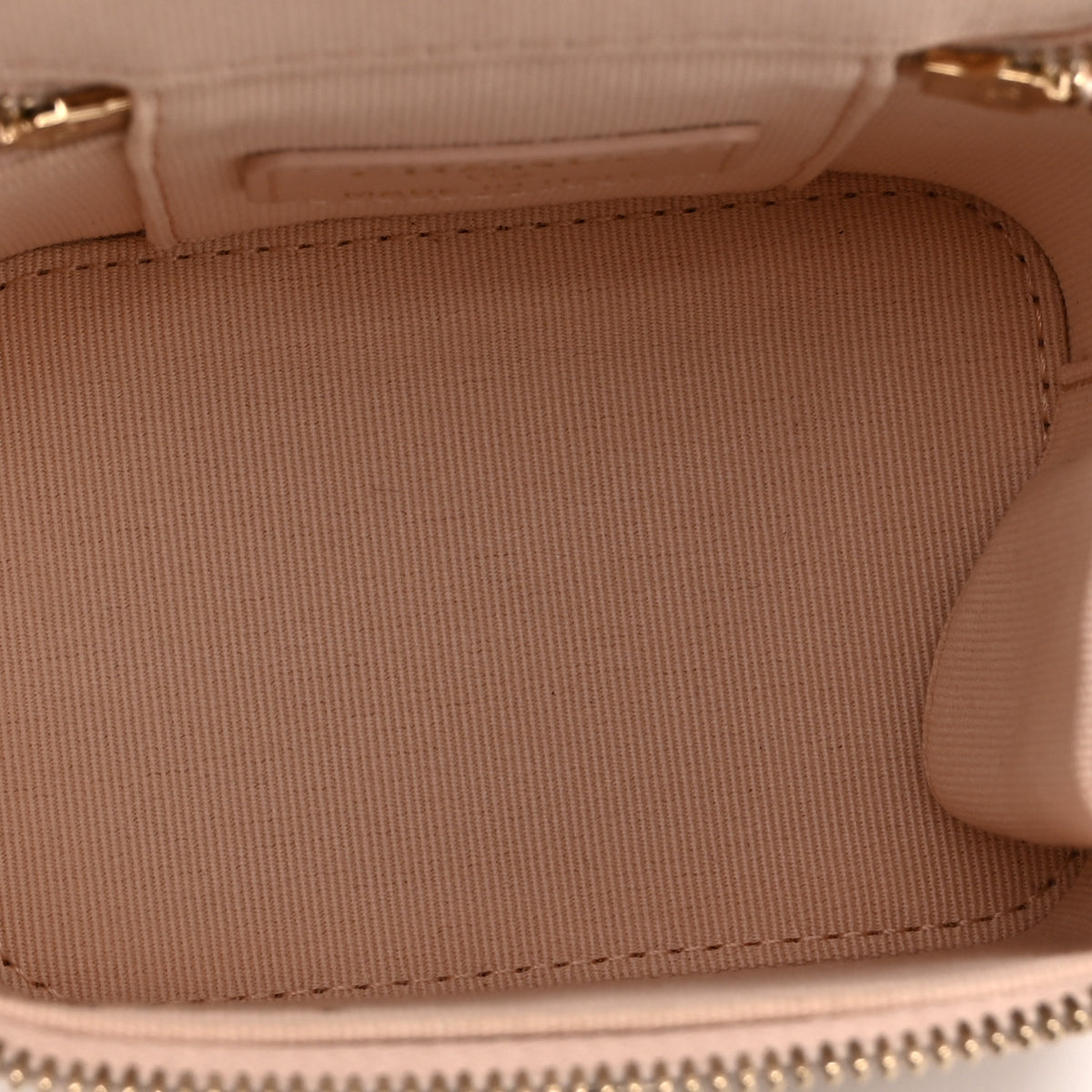Caviar Quilted Mini Vanity Case With Chain Light Beige