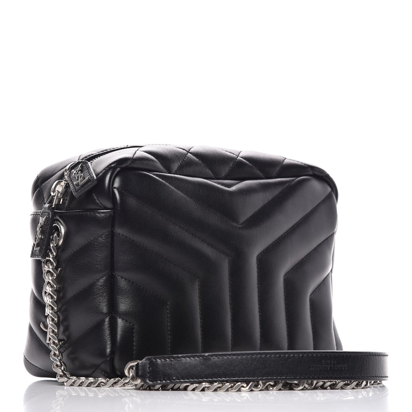 Calfskin Y Quilted Monogram Small Loulou Bowling Bag Black