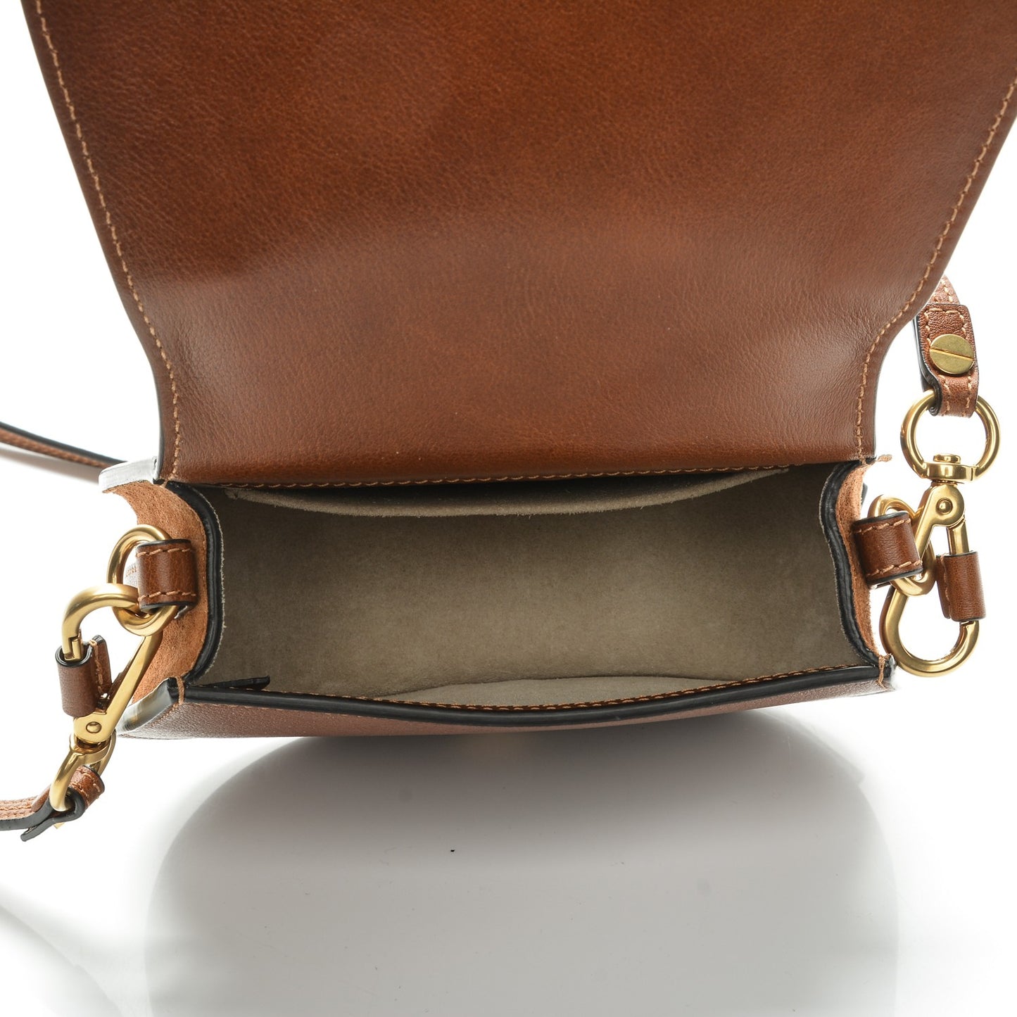 Calfskin Suede Small Nile Bracelet Bag Caramel