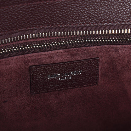 Saint Laurent Grained Calfskin Small Cabas Rive Gauche Amaranto 6 of 7