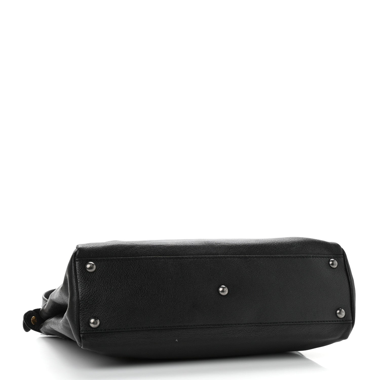 Fendi Goatskin Zucca Medium Peekaboo Iconic Satchel Black Tobacco 4 of 14