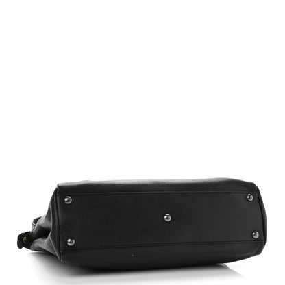 Fendi Goatskin Zucca Medium Peekaboo Iconic Satchel Black Tobacco 4 of 14