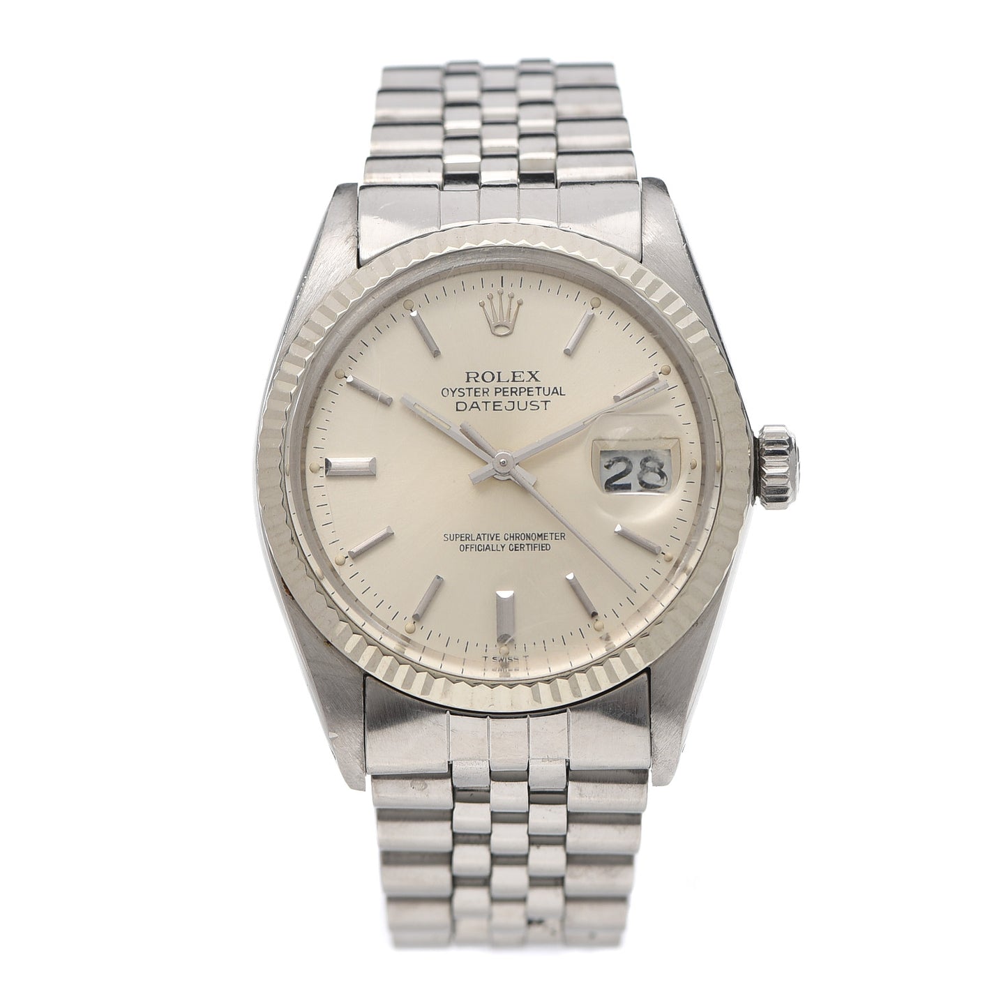 Stainless Steel 18K White Gold 36mm Oyster Perpetual Datejust Watch Silver 16234