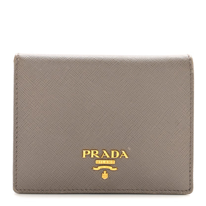 Prada Saffiano Metal Compact Snap Bi-Fold Wallet Marmo 1 of 6