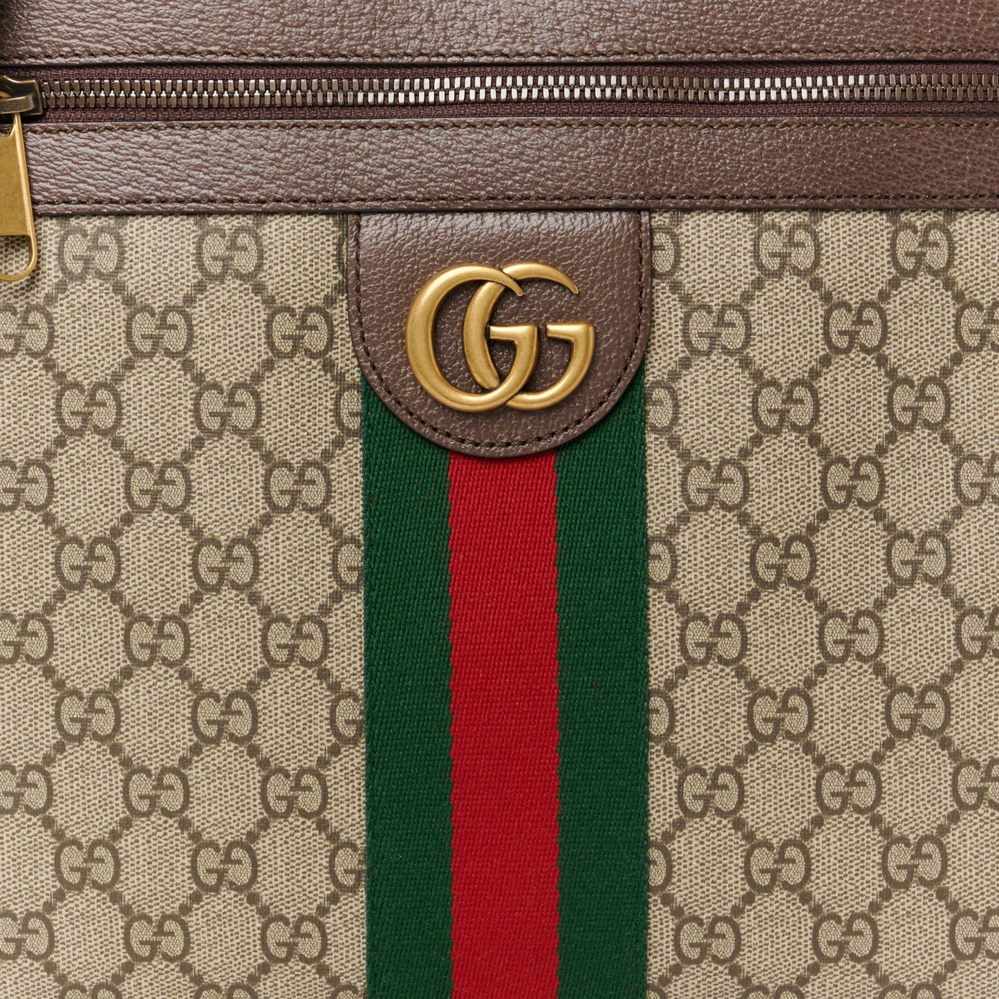 GG Supreme Monogram Web Medium Ophidia Messenger Bag Brown