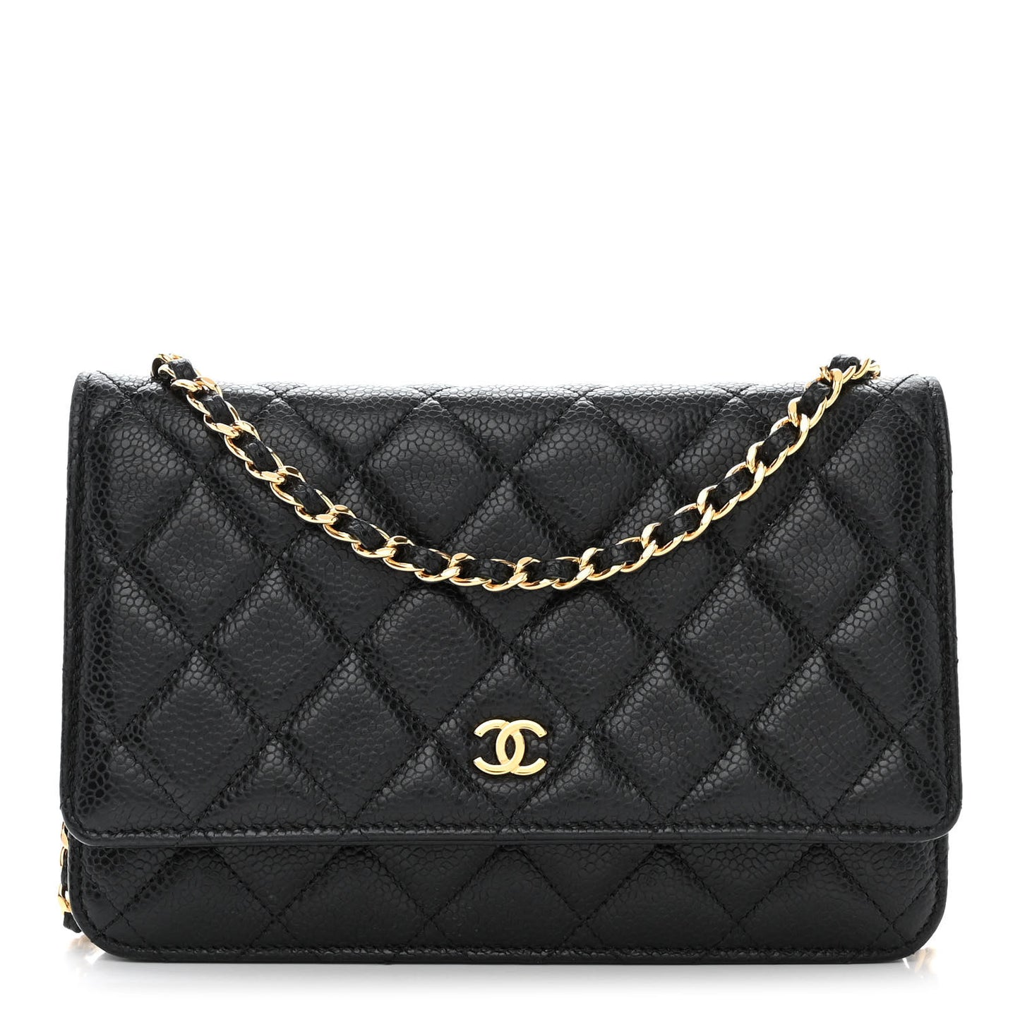 Caviar Quilted Wallet on Chain WOC Black