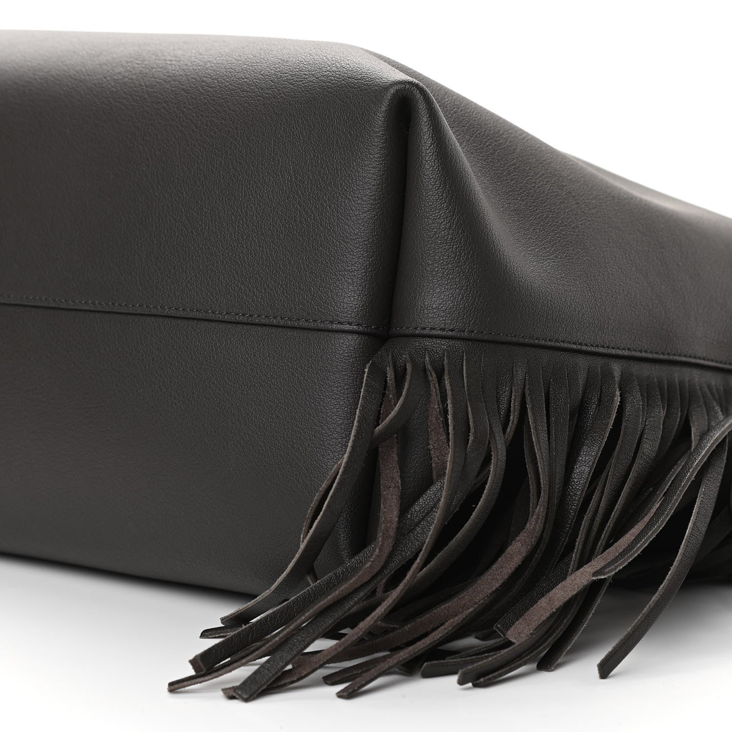 Saint Laurent Calfskin Large Fringe Shopping Tote Dark Grey 12 of 14