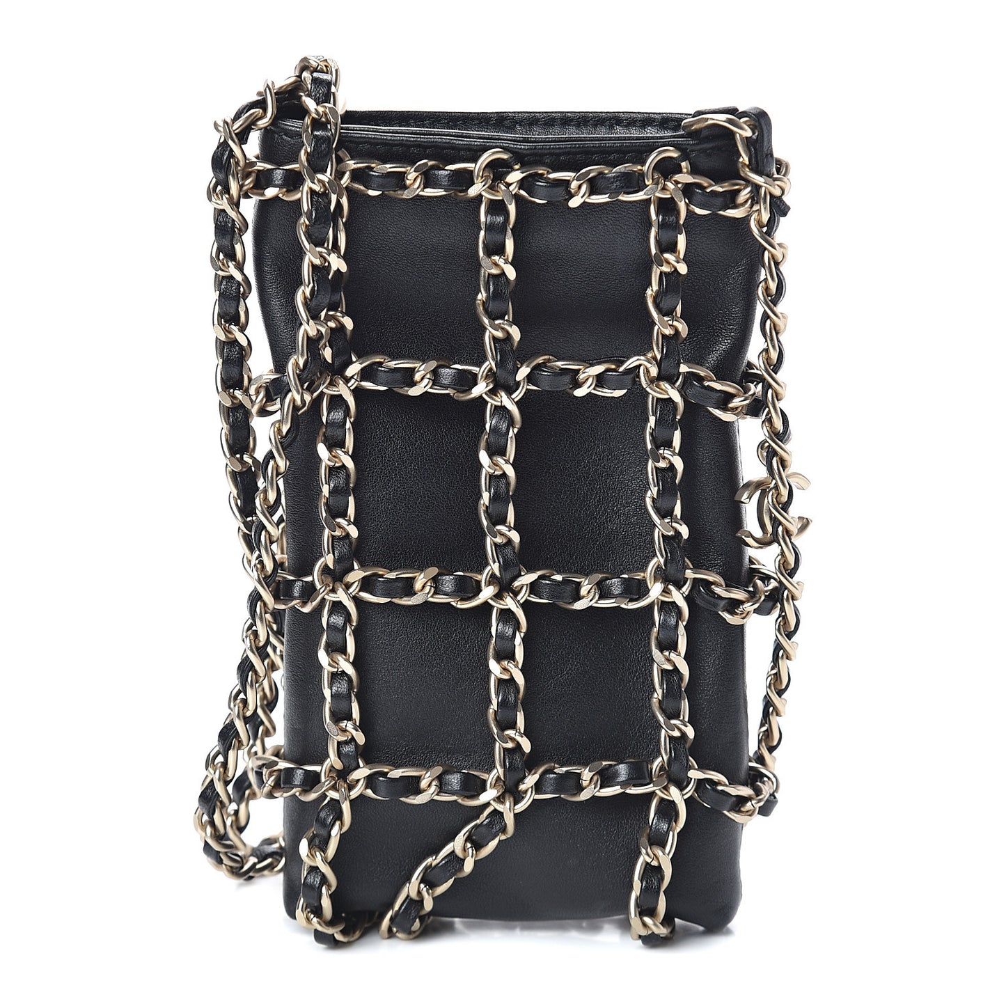 Lambskin Quilted Small Clutch With Chain Black