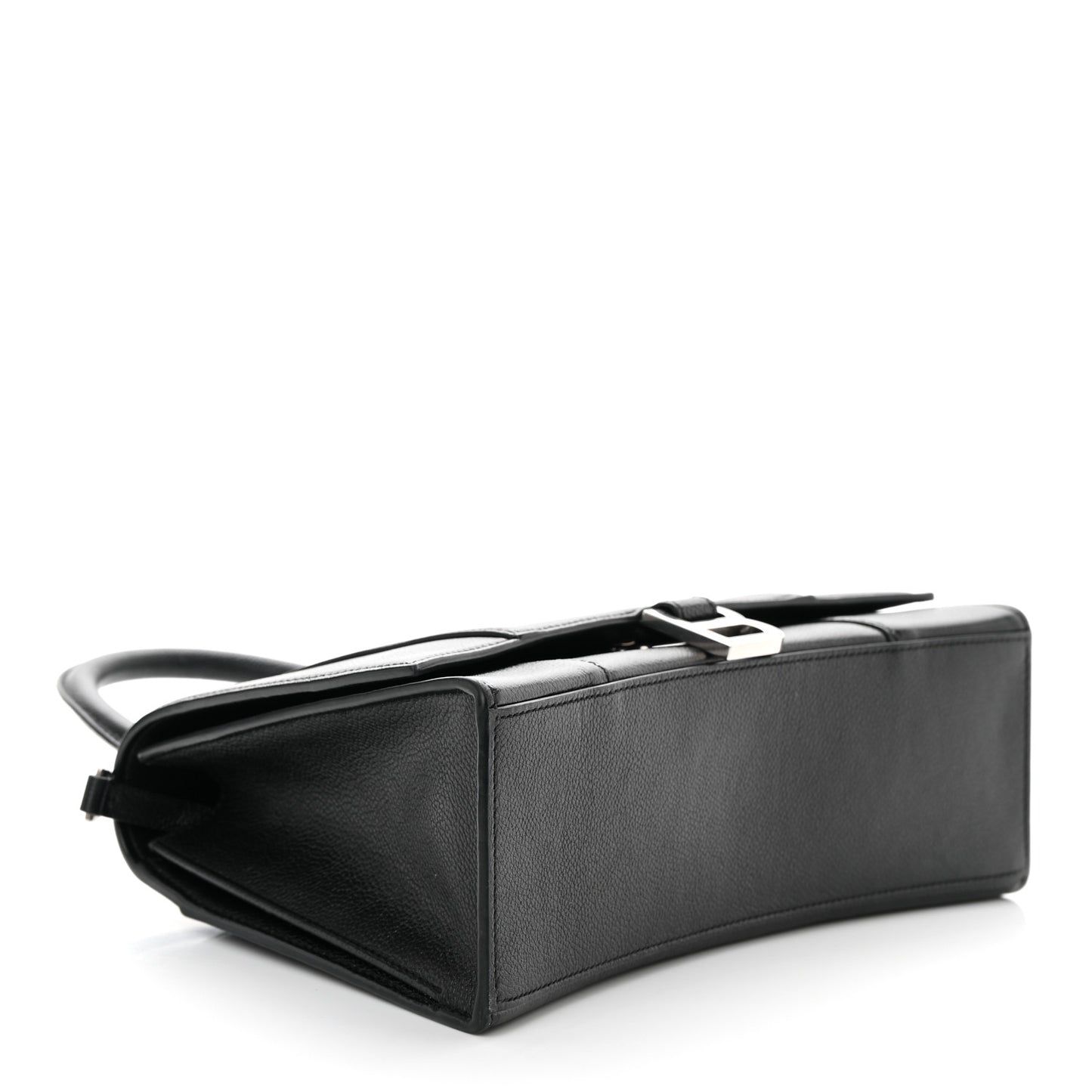 Grained Calfskin Medium Hourglass Top Handle Bag Black