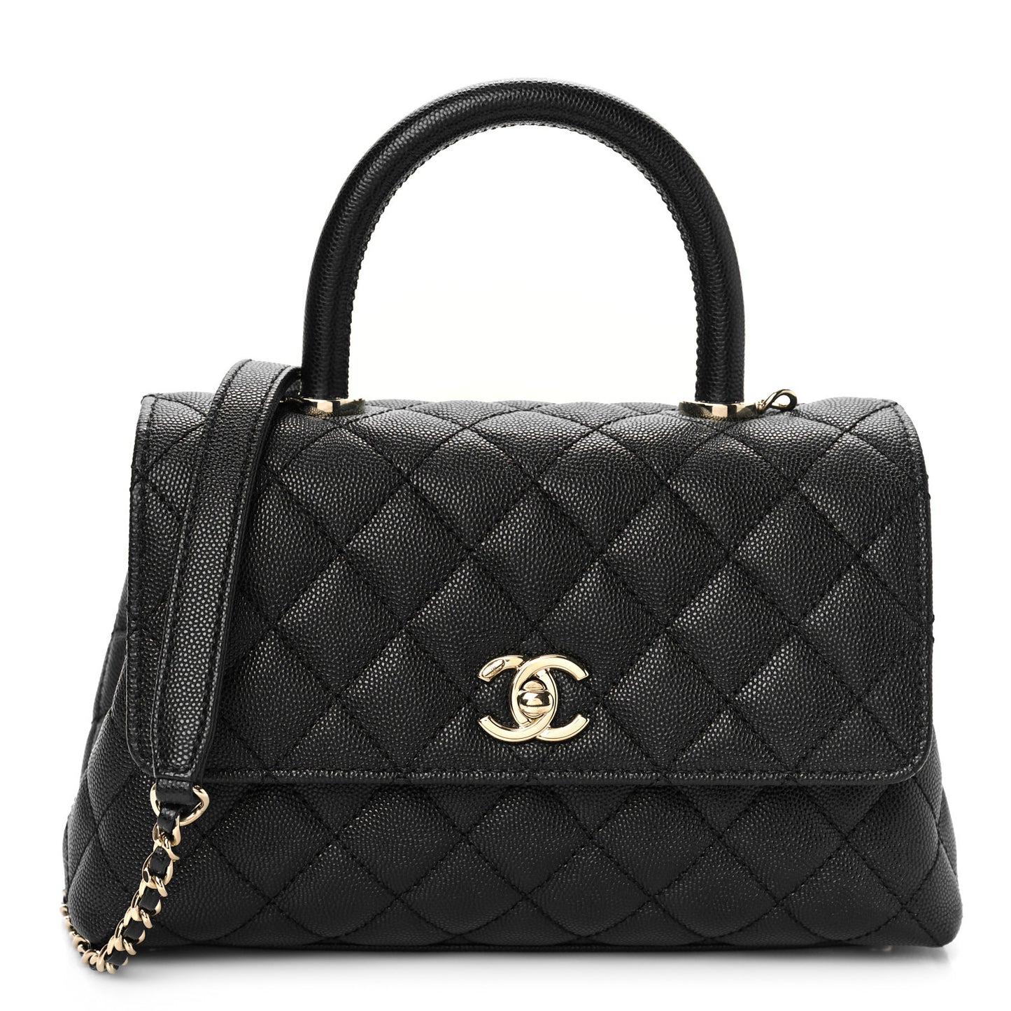 Caviar Quilted Mini Coco Handle Flap Black