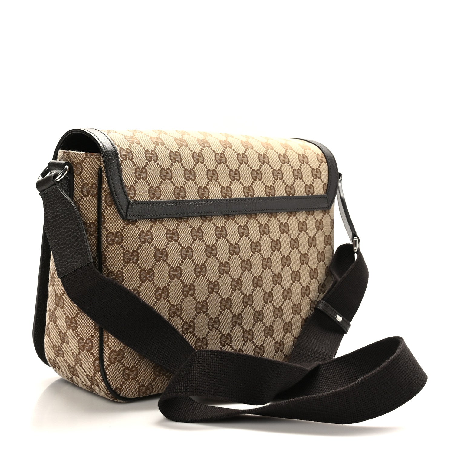 Gucci Monogram Large Flap Messenger Bag Beige Dark Brown 3 of 9