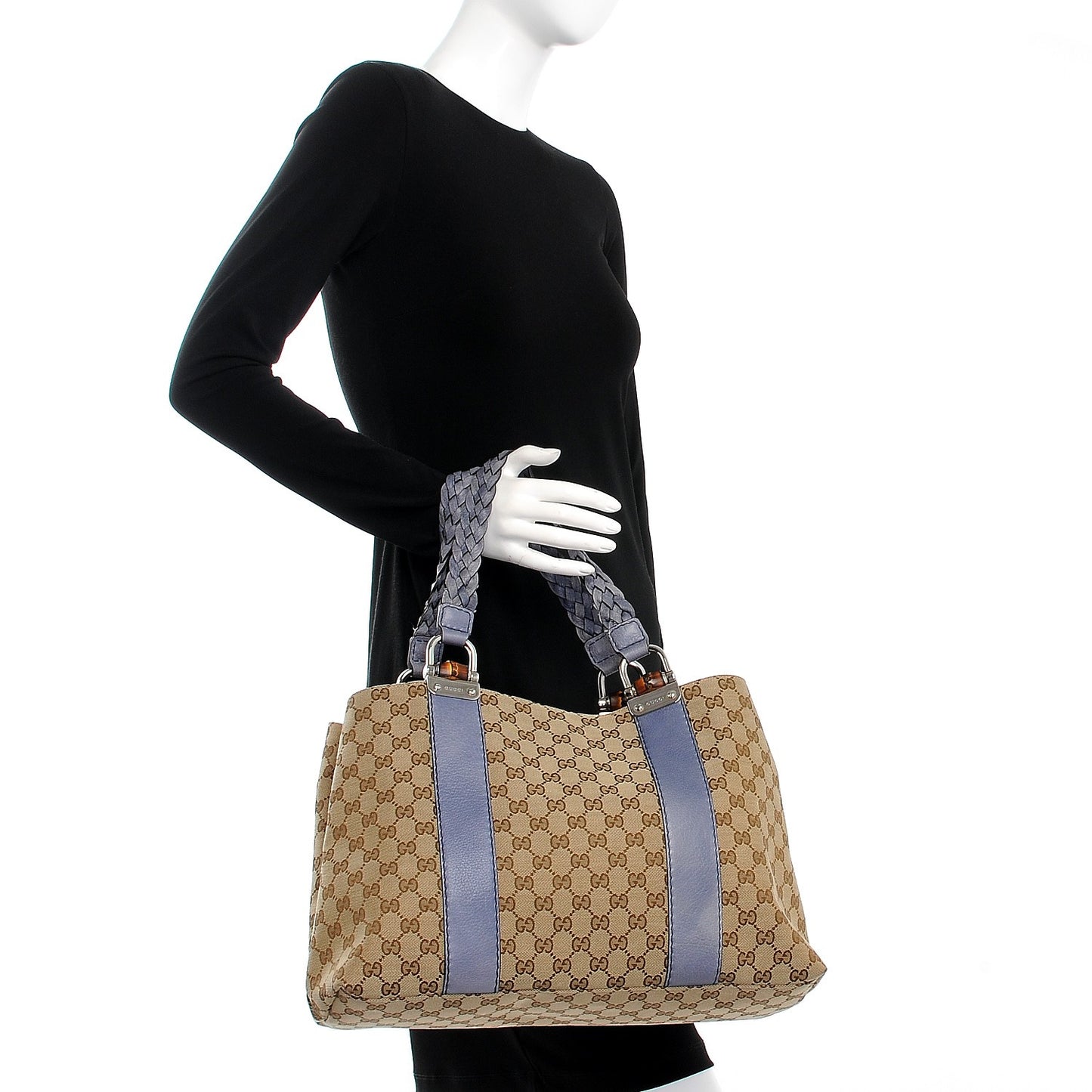 Monogram Medium Bamboo Bar Tote Blue