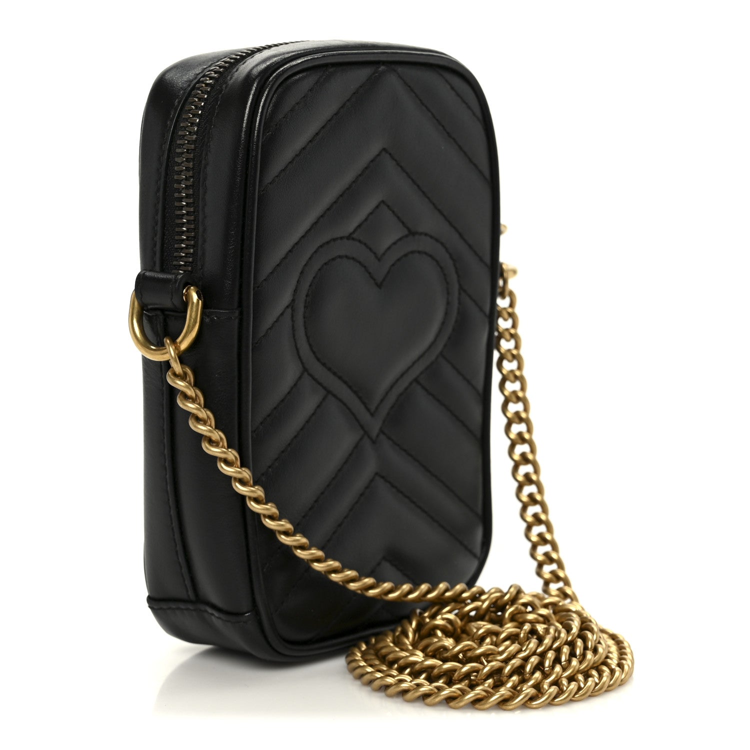 Gucci Calfskin Matelasse Mini GG Marmont Crossbody Bag Black 3 of 11