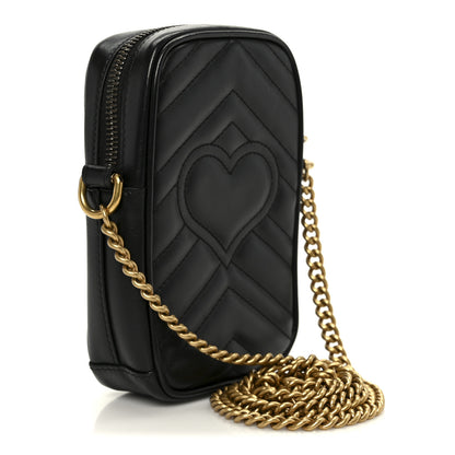 Gucci Calfskin Matelasse Mini GG Marmont Crossbody Bag Black 3 of 11