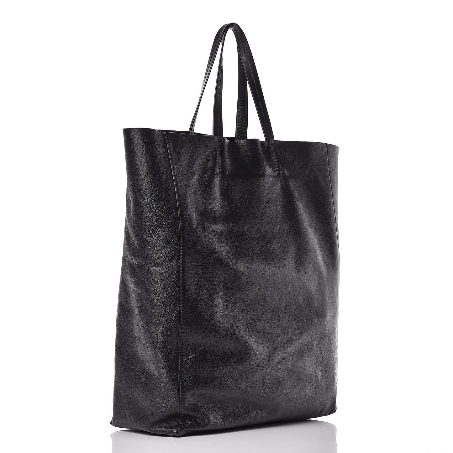 Smooth Lambskin Vertical Cabas Black