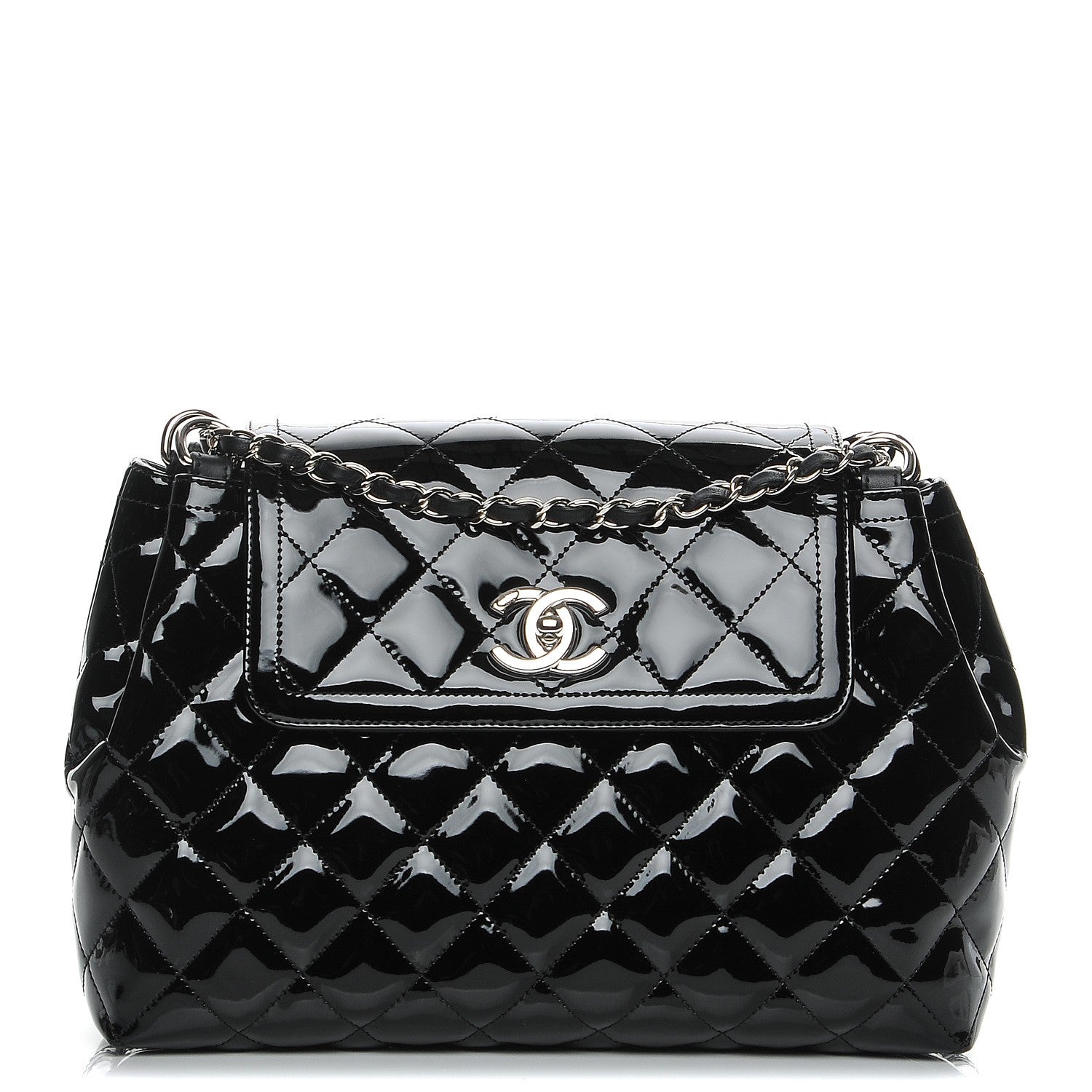 Chanel Patent Quilted Large Coco Shine Accordion Flap Black 1 of 8