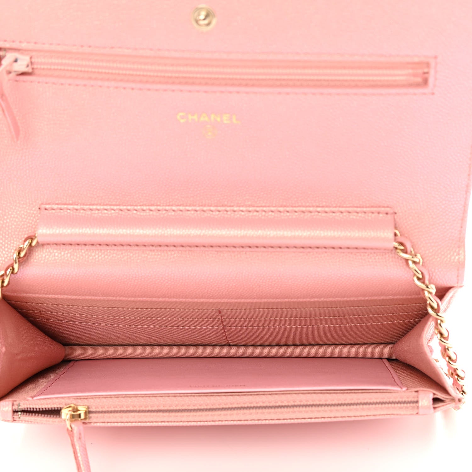 Chanel Iridescent Caviar Quilted Wallet on Chain WOC Rose Pink 5 of 14
