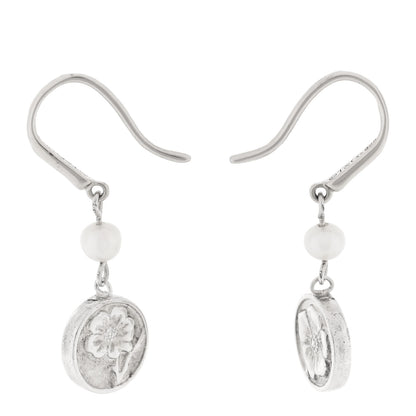 Tiffany Sterling Silver Cultured Pearl Flower Drop Earrings 3 of 4