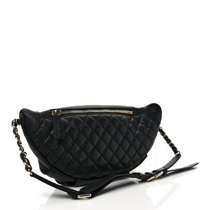 Chanel Lambskin Quilted Waist Bag Fanny Pack Black 3 of 10