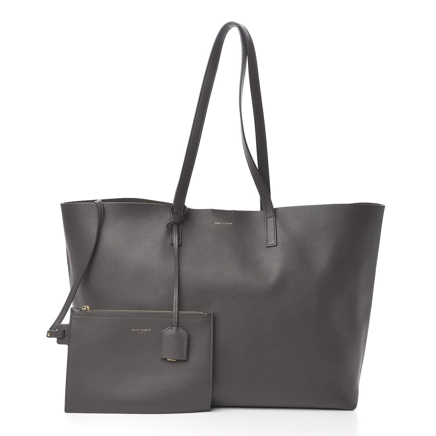 Saint Laurent Calfskin Large Shopping Tote Dark Grey 12 of 12
