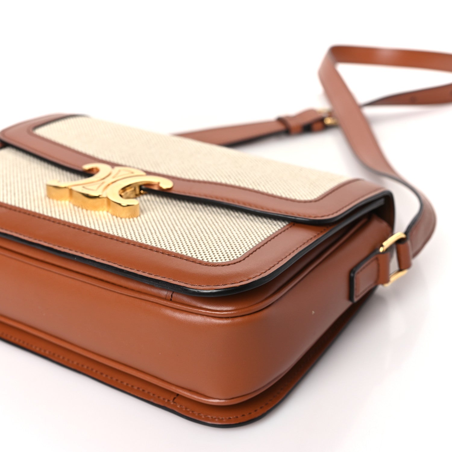 Celine Textile Calfskin Classique Triomphe Bag Natural Tan 9 of 9