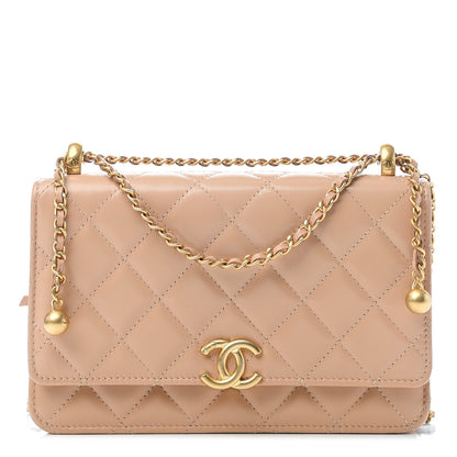 Chanel Calfskin Quilted Perfect Fit Wallet On Chain WOC Beige 1 of 11