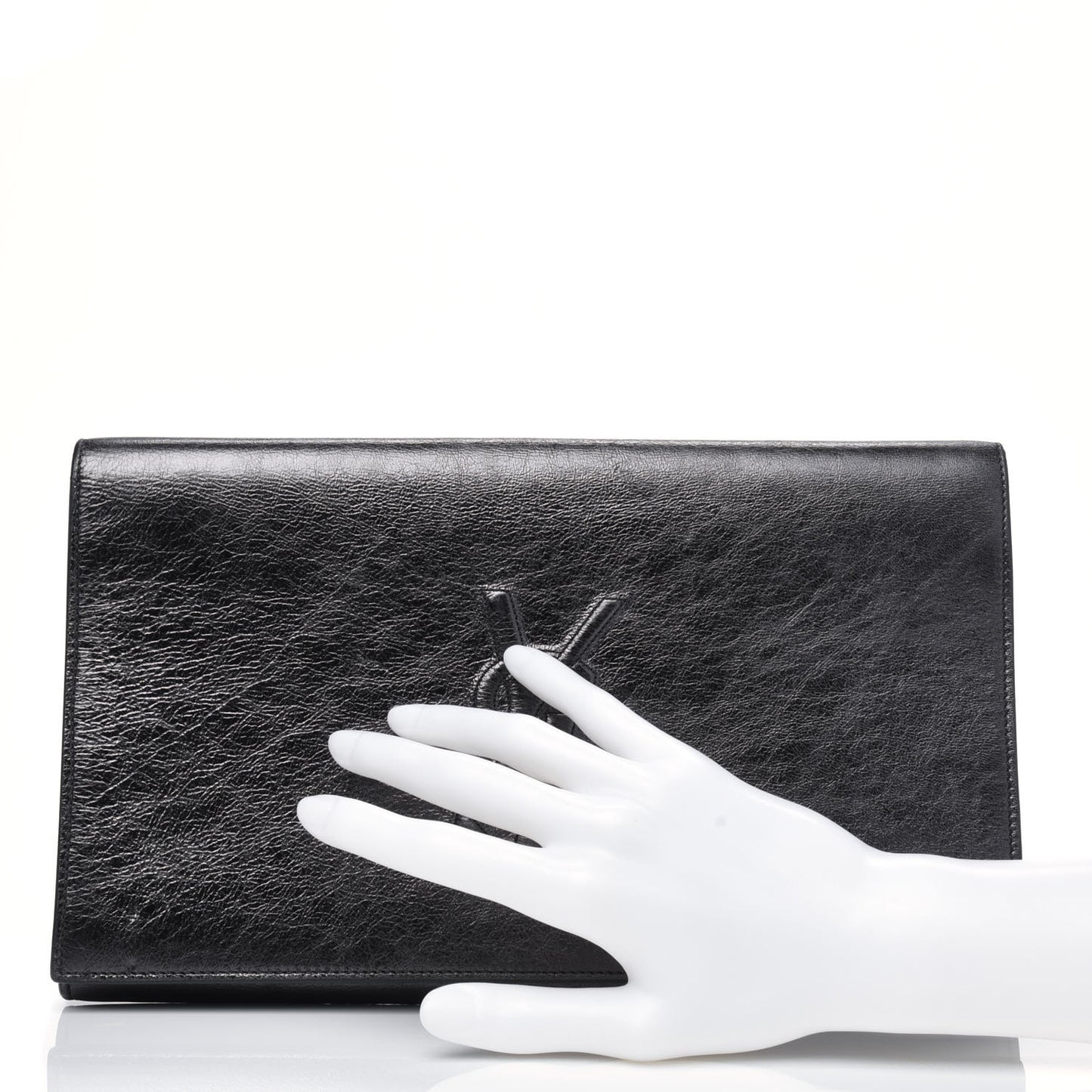 Metallic Calfskin Monogram Large Belle De Jour Clutch Dark Silver