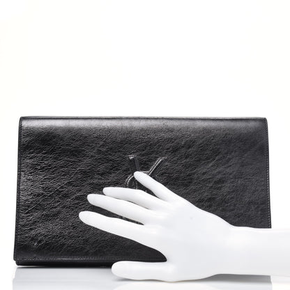 Saint Laurent Metallic Calfskin Monogram Large Belle De Jour Clutch Dark Silver 2 of 22