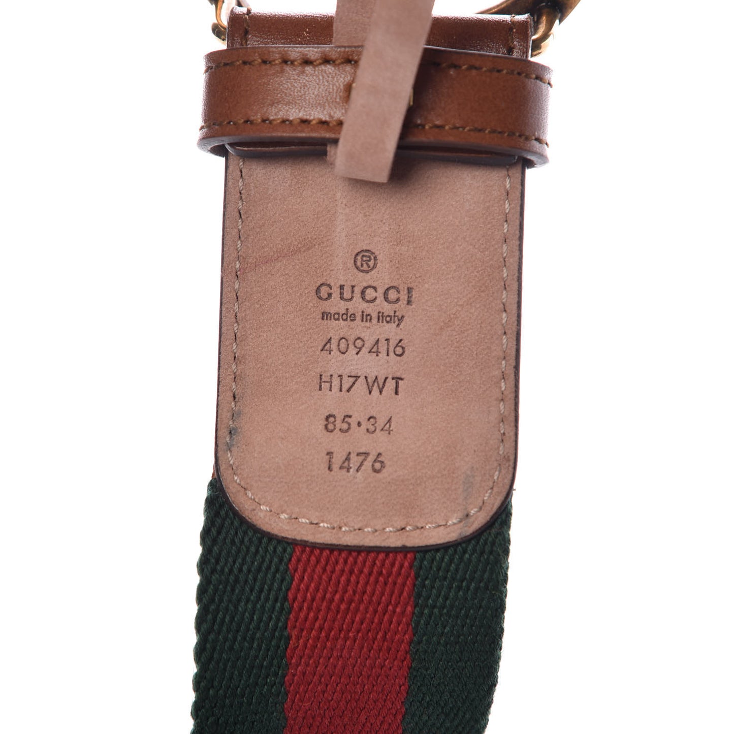 Nylon Calfskin Double G Web 40mm Belt 85 34 Green Red Cuir
