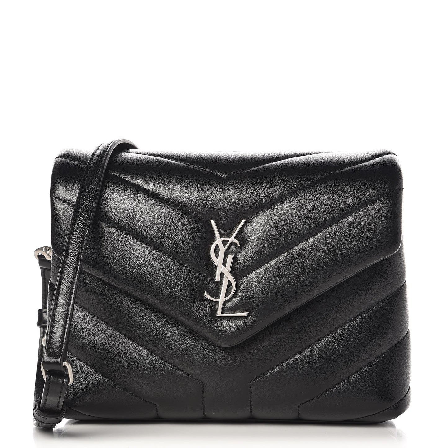 Calfskin Y Quilted Monogram Toy Loulou Crossbody Bag Black