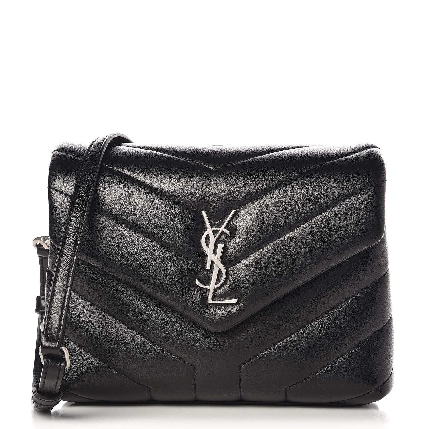 Saint Laurent Calfskin Y Quilted Monogram Toy Loulou Crossbody Bag Black 1 of 8