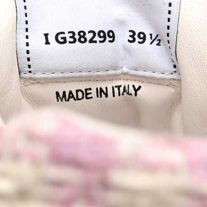 Chanel Tweed Suede Calfskin Womens CC Sneakers 39.5 Pink Ecru 6 of 9