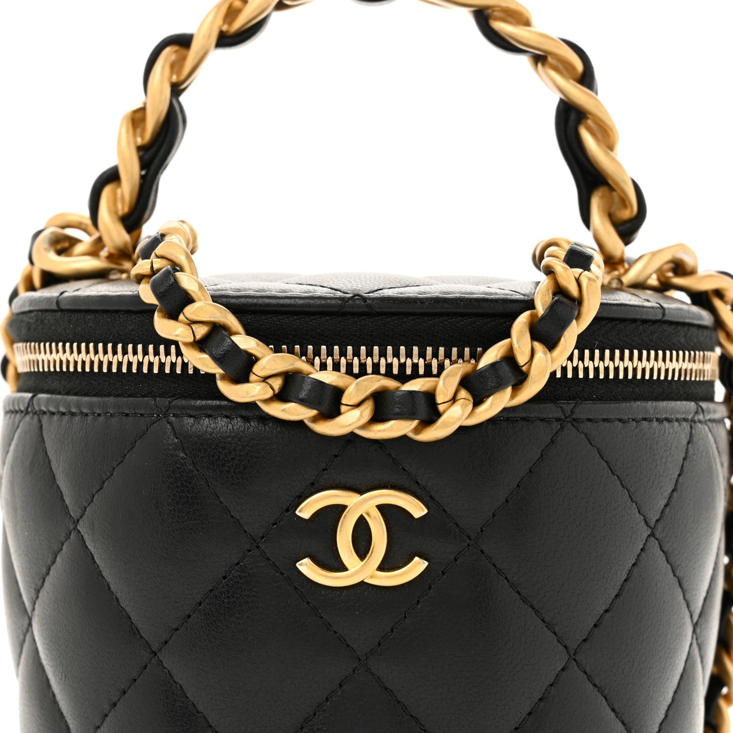 Chanel Lambskin Quilted Afternoon Tea Top Handle Vanity Case With Chain Black 8 of 14