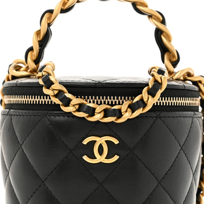 Chanel Lambskin Quilted Afternoon Tea Top Handle Vanity Case With Chain Black 8 of 14
