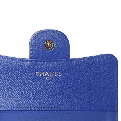 Chanel Caviar Chevron Quilted Compact Flap Wallet Bright Blue 7 of 10